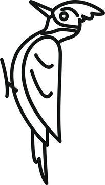 recommend clip art: Black and white line art of a woodpecker pecking on a tree trunk