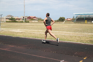 Runner Starting Training With A Slow Jump Walk