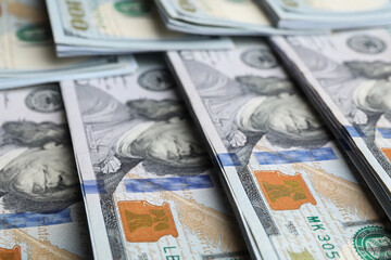 Dollar banknotes as background. Money and finance