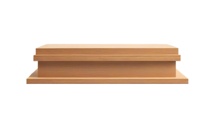 wooden podium for product display isolated on transparent background, showcase stand for product presentation, png
