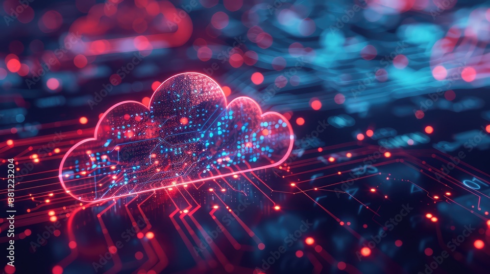 Aufkleber abstract cloud computing technology on futuristic background