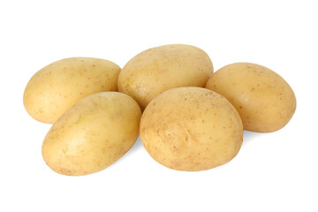 Pile of young fresh potatoes isolated on white