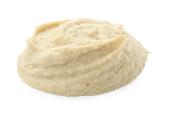Sample of delicious hummus isolated on white