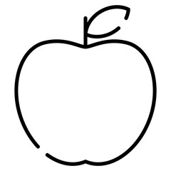 Apple fruit with leaf black line icon