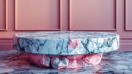 This image shows a marble or concrete pedestal set against a matching background in 3D.
