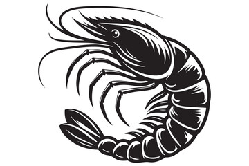 Fototapeta premium Black shrimp silhouette style vector illustration art isolated on transparent background - Generative AI