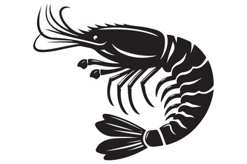 Fototapeta premium elegant black silhouette style shrimp logo template vector illustration art isolated on transparent background - Generative AI