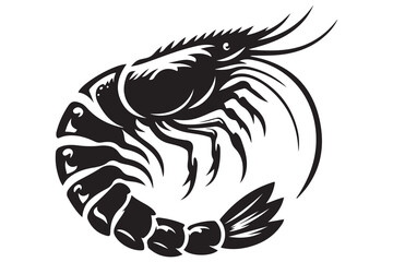 Obraz premium Black shrimp silhouette style vector illustration art isolated on transparent background - Generative AI