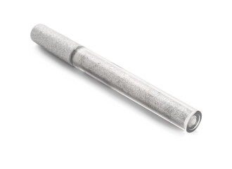 Modern silver mascara on white background