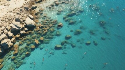 Aerial view banner showcasing majestic hammerhead sharks in their natural habitat