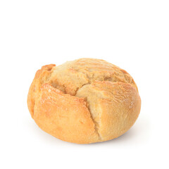 Fresh delicious bun on white background