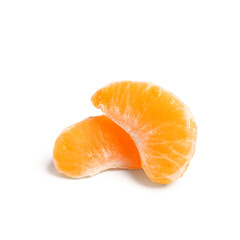 Fresh tangerine segments on white background