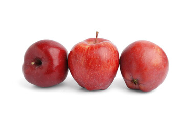 Fresh red apples on white background