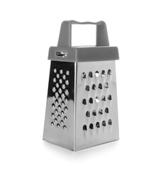 Stainless steel kitchen grater on white background