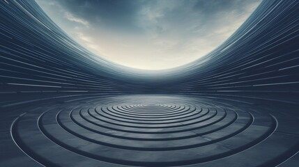 Fototapeta premium Surreal Digital Representation of an Infinite Concentric Tunnel.