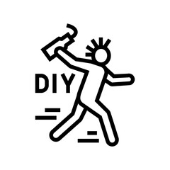 diy do it yourself subculture style line icon vector. diy do it yourself subculture style sign. isolated contour symbol black illustration