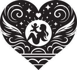silhouette of a couple with heart