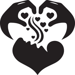 silhouette of a couple with heart