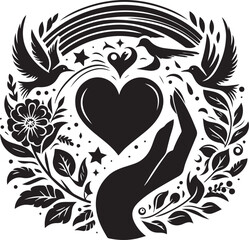 silhouette of a couple with heart