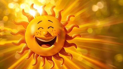 Smiling Cartoon Sun with Radiant Beams