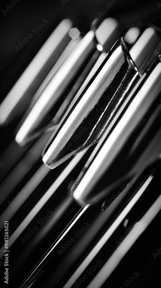 Poster a close up of a row of shiny silver objects. ai.