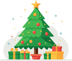 Christmas tree with gifts underneath