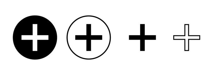 Obraz premium Plus Icon vector isolated on white background. Add plus icon. Addition sign. Medical Plus icon