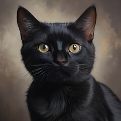 Un encantador acercamiento al lindo rostro de un gato negro