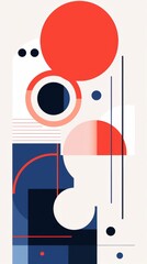 Obraz premium A digital illustration featuring abstract geometric shapes in shades of red, blue, and white