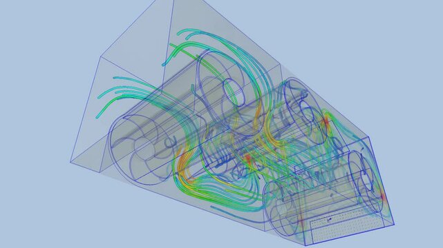 CFD simulation Computational fluid dynamics - Industrial box airflow simulation