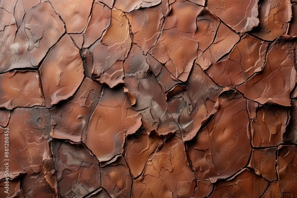 Poster the image is of a brown surface with cracks and splinters. the texture of the surface is rough and u