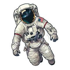 astronaut, sticker on isolated white background png