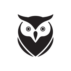 Abstract Owl Logo: Create an abstract silhouette of an owl with prominent eyes and a streamlined body,