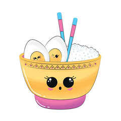 Happy cute bowl cartoon Vector illustration