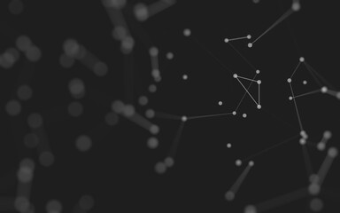 Abstract background. Molecules technology with polygonal shapes, connecting dots and lines. Connection structure. Big data visualization.