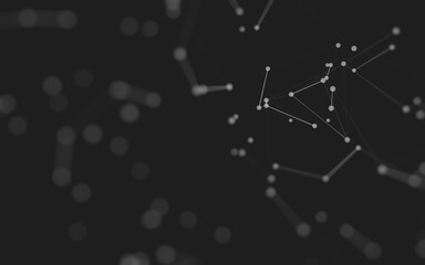 Abstract background. Molecules technology with polygonal shapes, connecting dots and lines. Connection structure. Big data visualization.