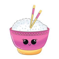 Happy cute bowl cartoon Vector illustration
