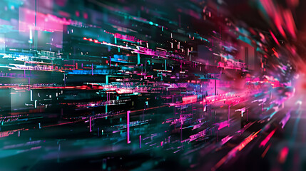 Futuristic data visualization of digital information flow in cyberspace