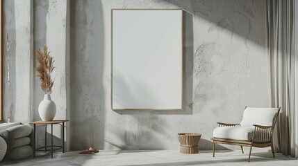 3D Mockup Frame in Rustic Boho Nomadic Interior Decor
