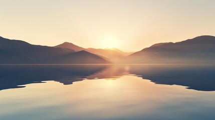 Fototapeta premium Serene Sunset over Mountain Lake