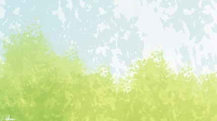 Abstract Watercolor Landscape with Green and Blue Hues