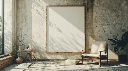 Nomadic Boho Interior Decor with 3D Frame Mockup