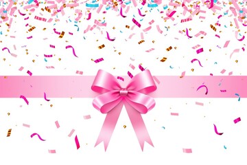 Free vibrant ribbon with confetti white background