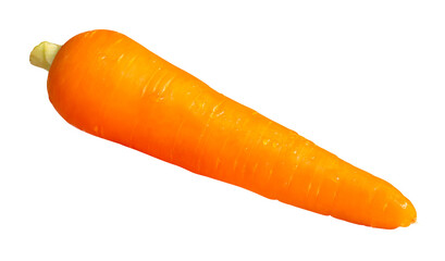 Top view of single orange carrot isolated on white background with clipping path