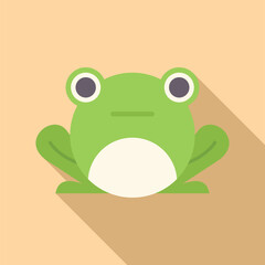 Cartoon frog is sitting down with a long shadow behind it