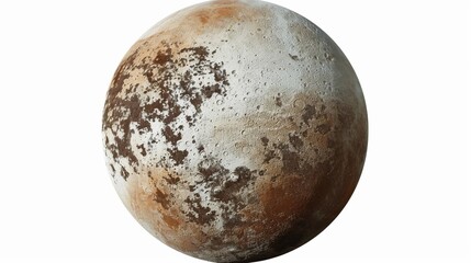 Fototapeta premium A close-up of a speckled brown and gray celestial body, showcasing its rugged and textured surface, with various patterns indicating a fascinating cosmic landscape.