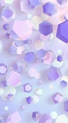 Fototapeta premium Purple, white, and light blue geometric shapes float and overlap on a light blue background