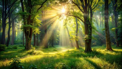 Obraz premium Magical moments captured in a sunlit forest clearing, enchanted, whimsical, mystical, fantasy, fairytale, ethereal