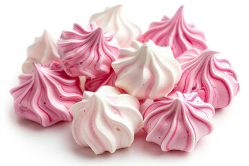 a pile of pink meringue on a white surface