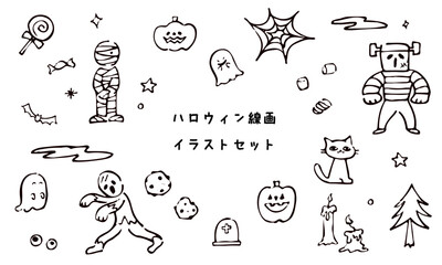 ハロウィンの線画イラストセット © sato66